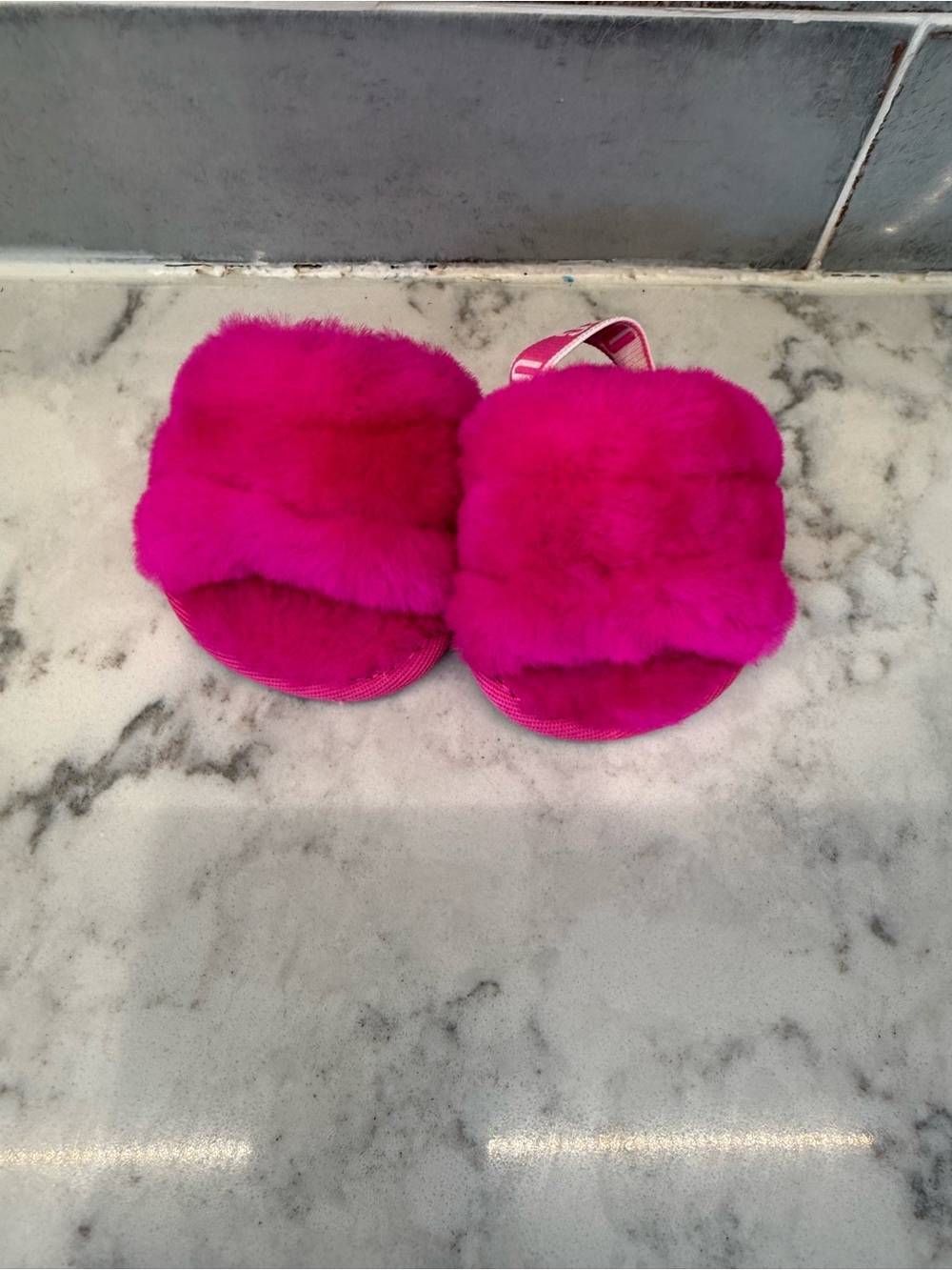 UGG Hot Pink Furry Baby Walker Sandals
